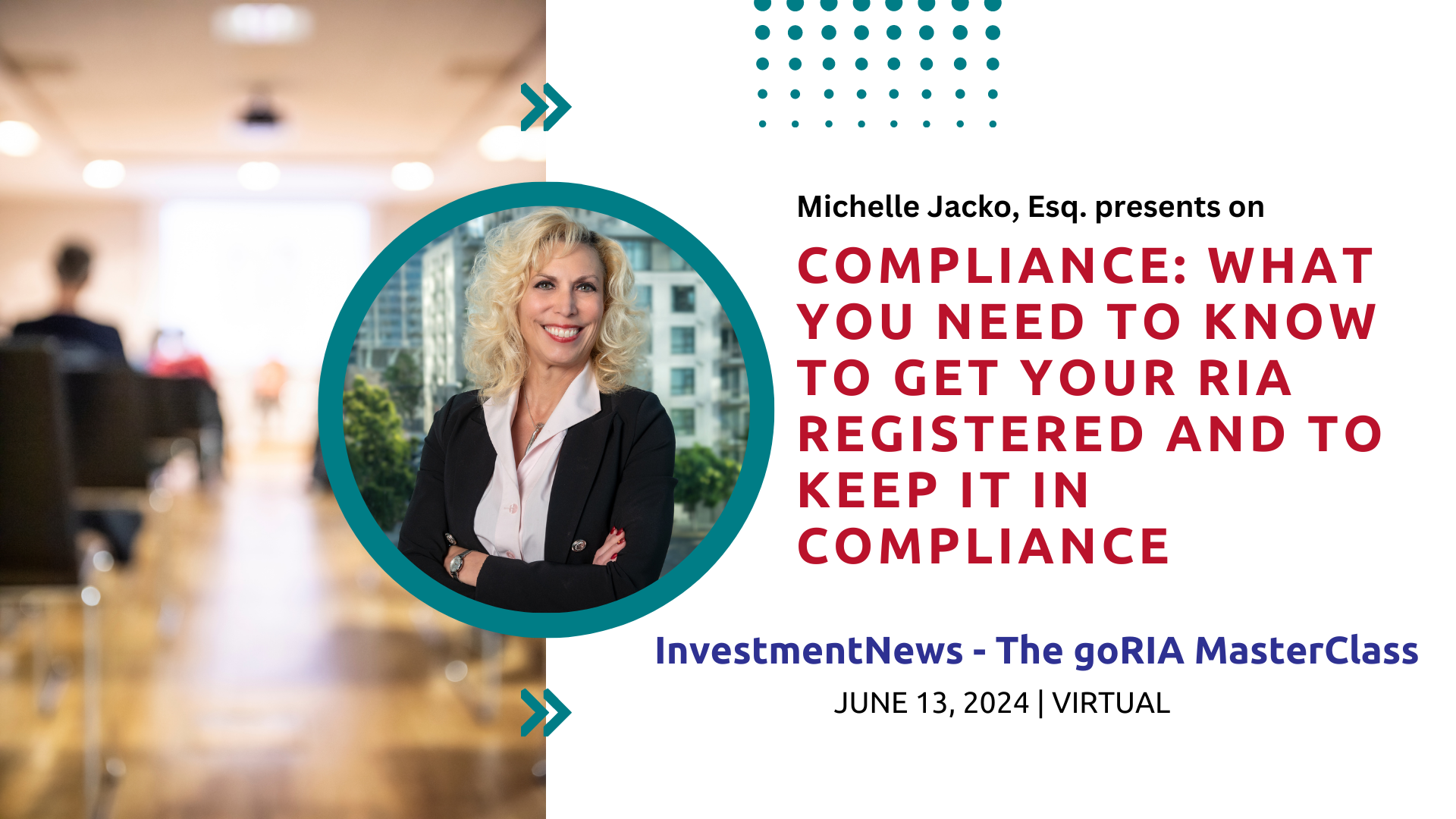 Michelle Jacko to Speak at the InvestmentNews goRIA Masterclass